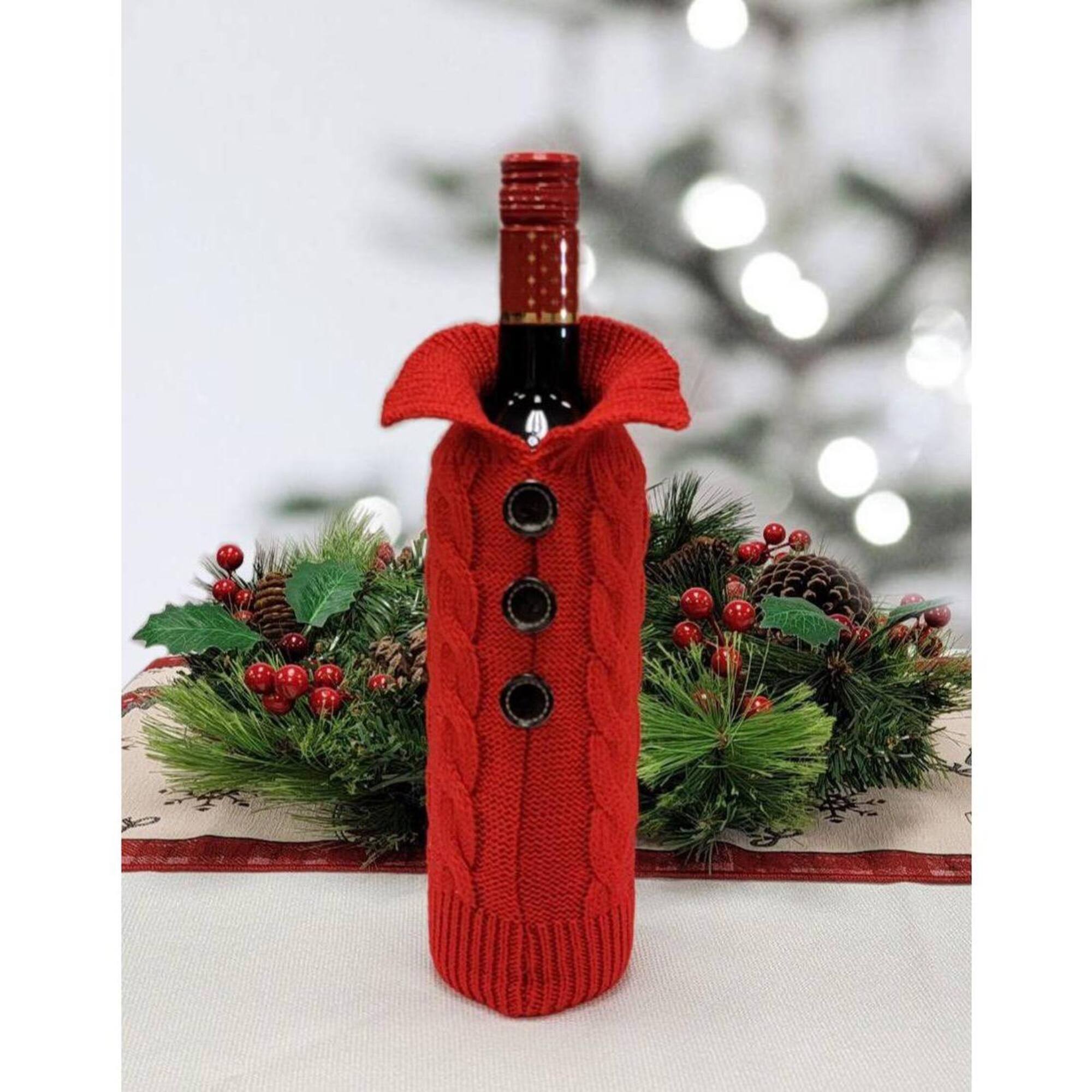 Wizardi 8.27" x 11.69" Red Christmas Bottle Cover
